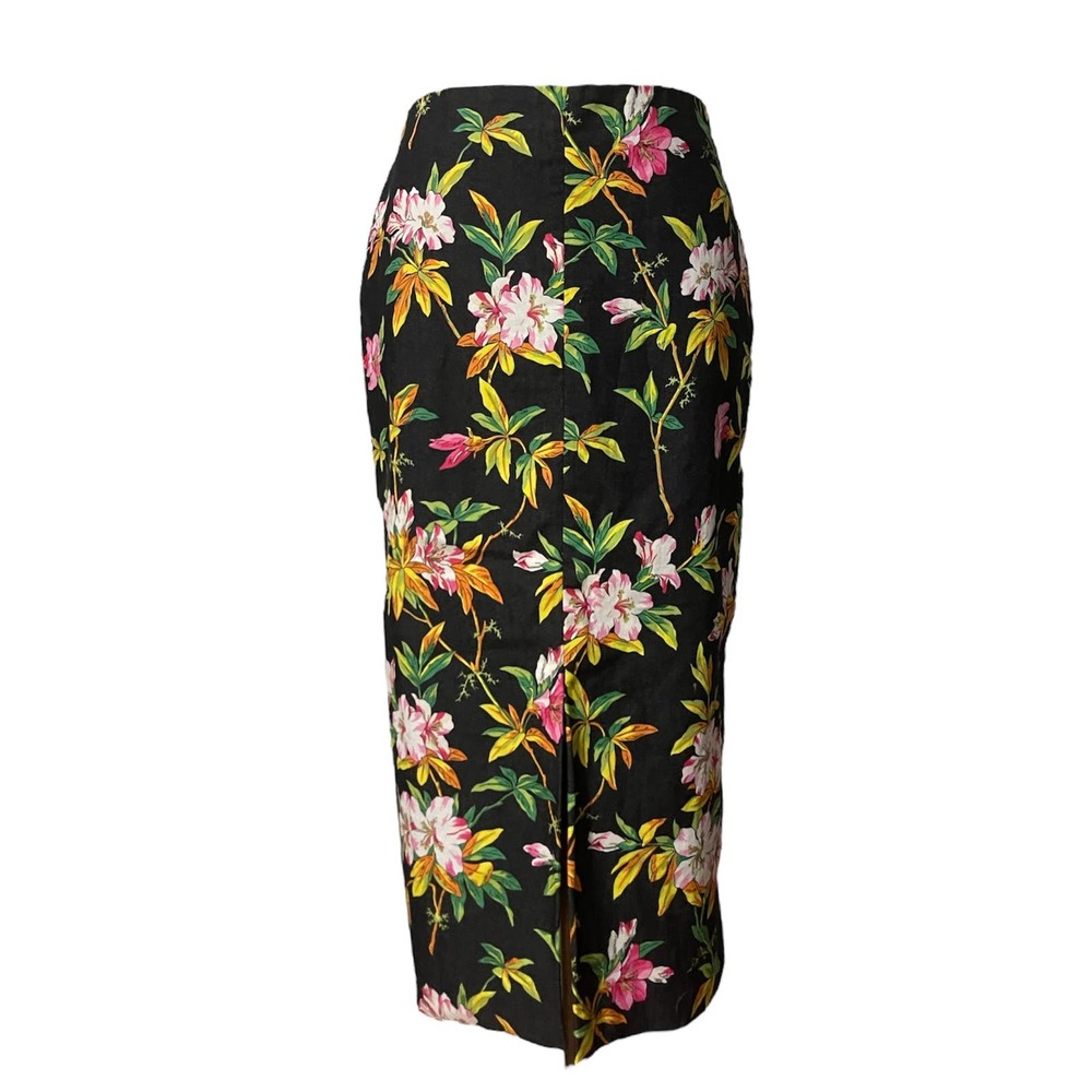 ASOS Black Denim Floral Print Pin Skirt w/ front Slit